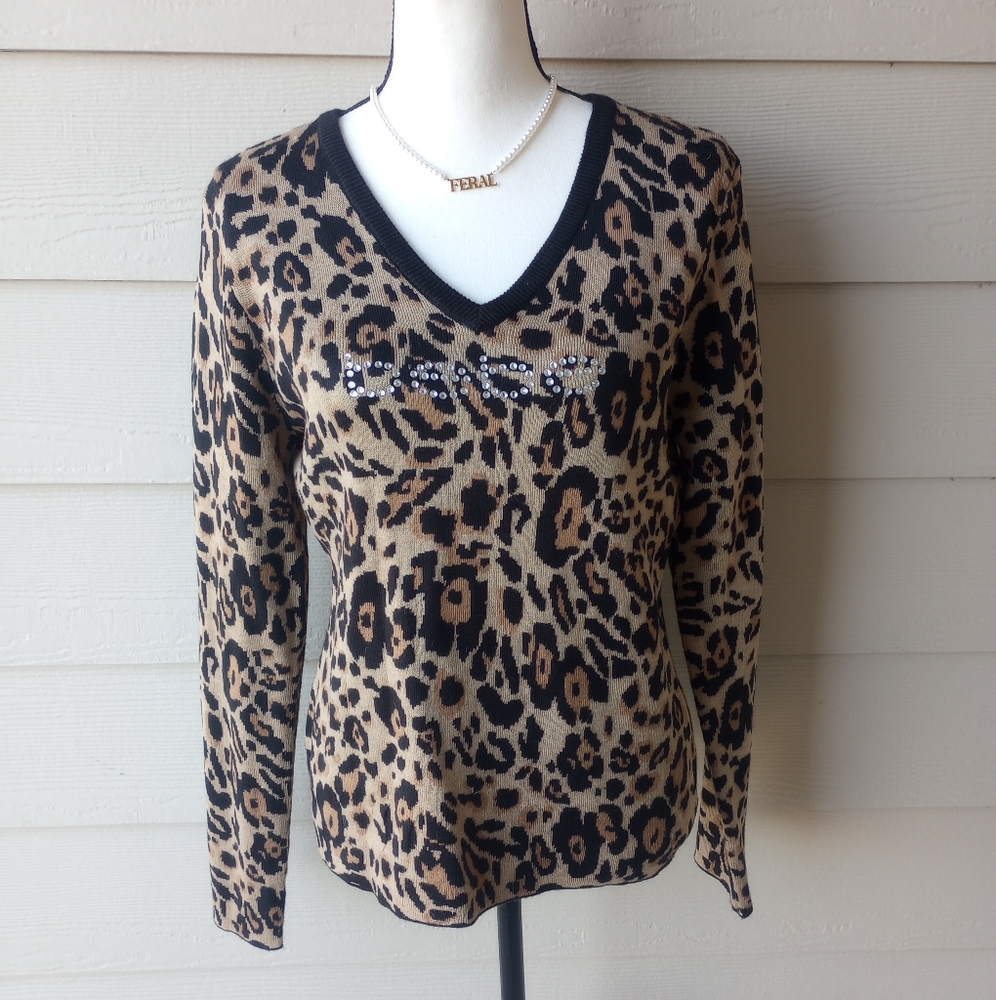 Bebe Basic Cheetah Leopard Print Sweater - image 1
